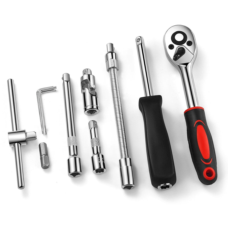 Kit de Ferramentas - 46 Peças c/ Maleta, Chave Catraca, Soquetes e Acessórios para Reparos Profissionais e Domésticos!