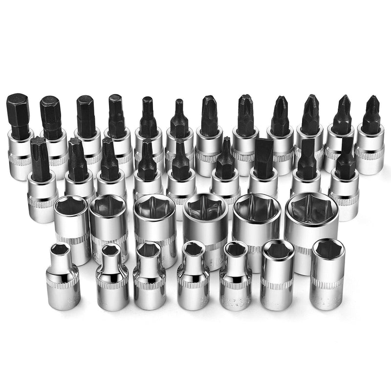 Kit de Ferramentas - 46 Peças c/ Maleta, Chave Catraca, Soquetes e Acessórios para Reparos Profissionais e Domésticos!